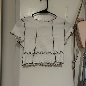 Urban Outfitters Urban Renewal White Lettuce Trim Crop Top